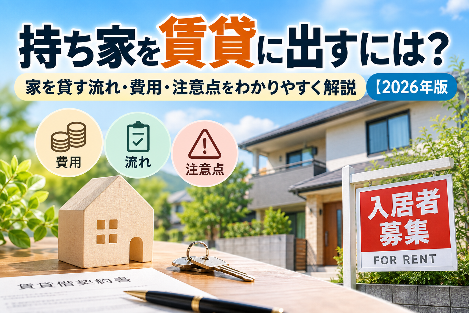 持ち家を賃貸に出す流れ・費用・注意点を解説する2026年版記事のアイキャッチ画像